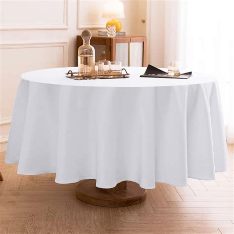 Round Tablecloth 90 Inch 2 Pack White Tablecloths Washable Decorative ...