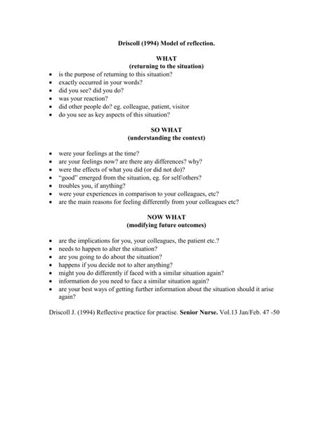 Driscoll's What Model Reflective Practice Example 的图像结果