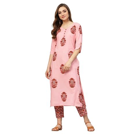 Get Pastel Pink Floral Tunic & Pants Co-ord Set at ₹ 1849 | LBB Shop
