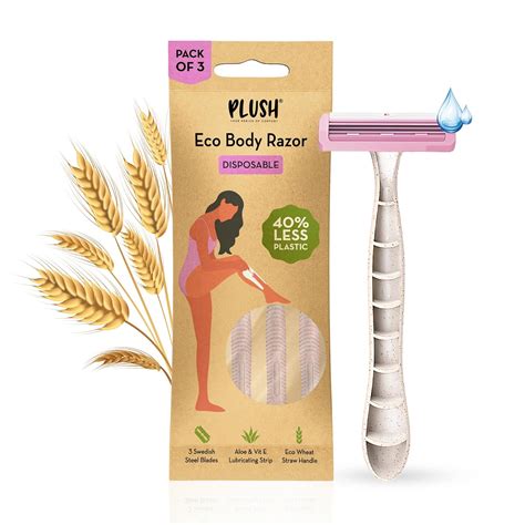 Plush Disposable Eco-Razor for Women (Pack of 3) with Aloe & Vit E ...