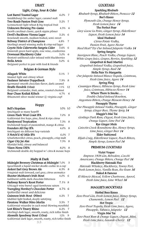 Magnolias at the Mill menu in Purcellville, Virginia, USA