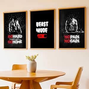 HOTHOUSE Workout Motivational Quotes Art Framed Posters for Living Room ...