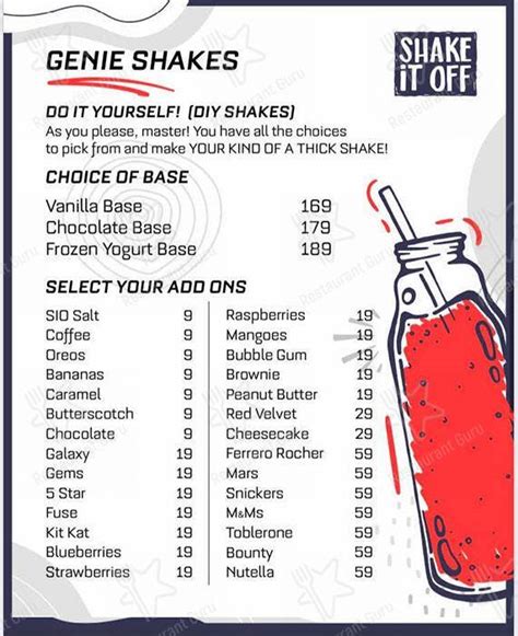 Menu at Shake It Off, New Delhi, Shop 33