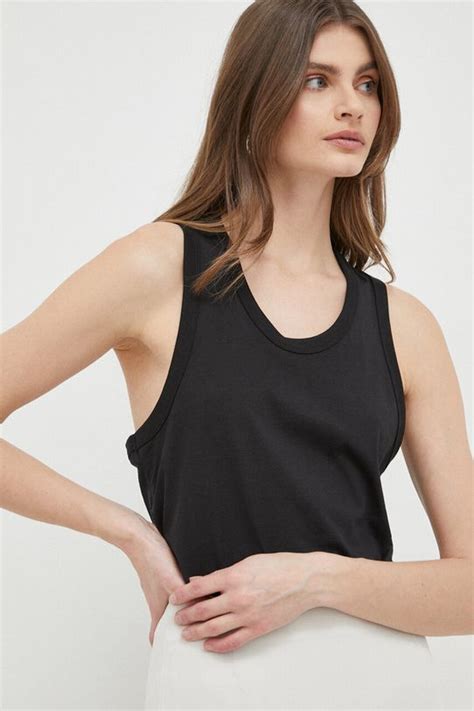 Calvin Klein top bawełniany kolor czarny | Answear.com