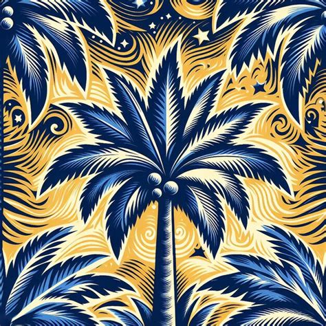 Hyperrealisitc vibrant caribbean tropical coconut palm tree pattern ...