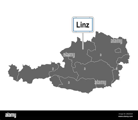 Map of Austria with road sign of Linz Stock Photo - Alamy