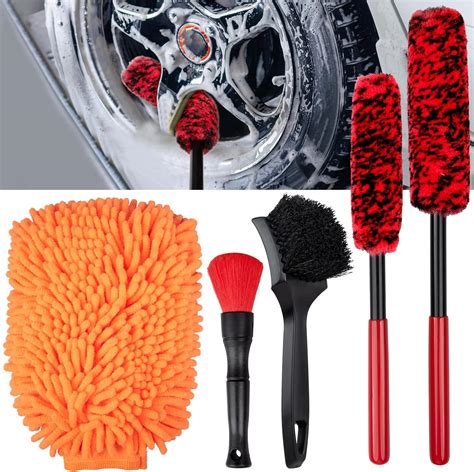Preciva Car Cleaning Kit, 5pcs Automobile Detailing Wheel Brush Washing ToolKit with Car Cleaner ...