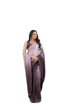 Buy AARZA Multi Shading Swarovski Work Soft Silk Prestitched Ready To ...