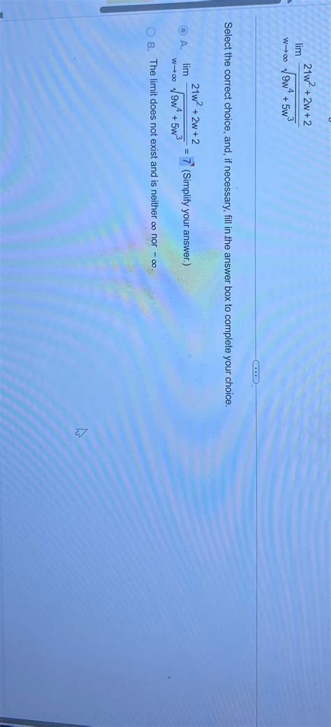 Solved \\lim_(w->\\infty | Chegg.com