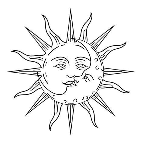 Sun and moon tattoo stencil | Tattoo stencils, Tattoo stencil outline ...