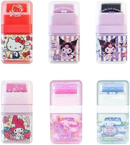 6 Pack Cartoon Kawaii Creative Roller Erasers, Funny Pencil Erasers ...