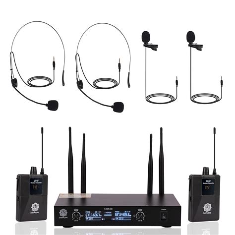 DIGIMORE UHF Dual Wireless Microphone System with Lapel Lavalier and ...