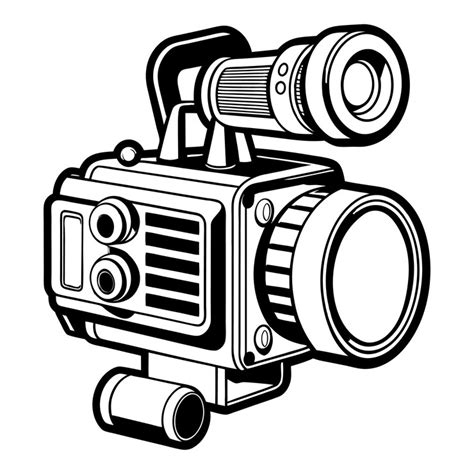 Hand drawing dslr big camera lens stock image | Premium Vector
