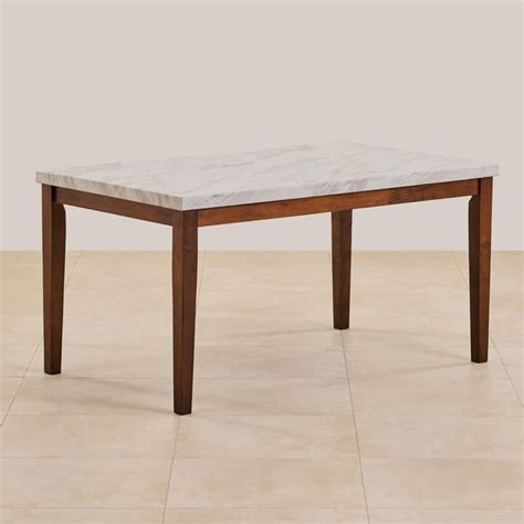 Buy Jasper Faux Marble 6-Seater Dining Set with Chairs - White from ...