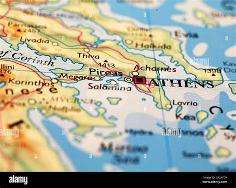Athens Greece, on atlas world map Stock Photo - Alamy