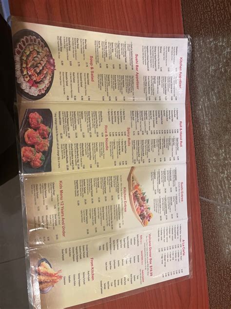 Menu at Volcano restaurant, Elizabeth City