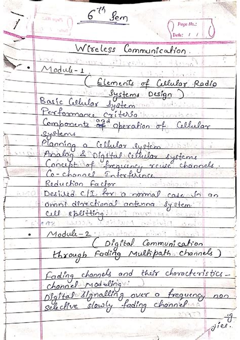 Wireless Communication - 6th Sem Notes on Cellular Systems and ...