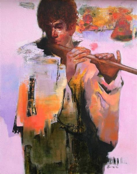 "Tune Of Freedom 6": Orange Red Oil Painting by Ajay Deshpande ...