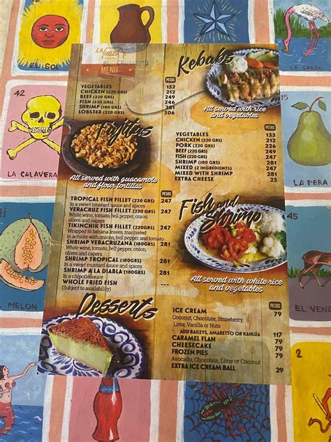 Menu at La Choza Cozumel restaurant, San Miguel de Cozumel, 10 Avenida ...