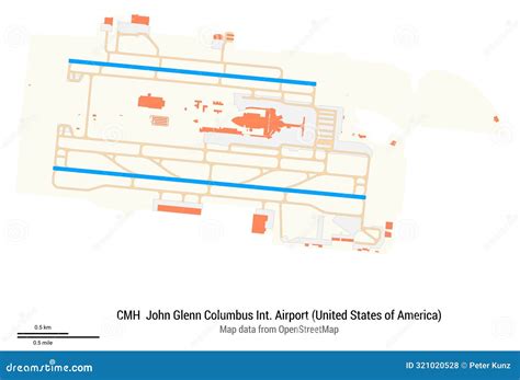 Map of John Glenn Columbus International Airport. IATA-code CMH Stock ...