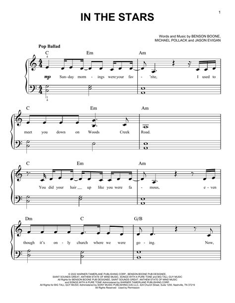 In The Stars by Benson Boone Sheet Music for Easy Piano at Sheet Music ...