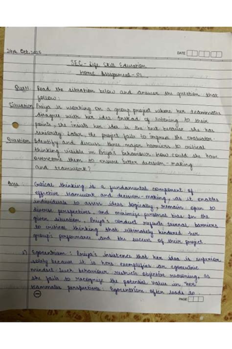 SEC Life Skill Education Home Assignment 01: Barriers to Critical ...