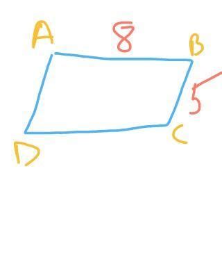 (In parallelogram ABCD, AB=8 cm and BC-5 cm, the find the perimeter of ...