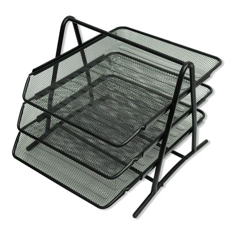 FIS Wire Mesh Office Tray for A4 Documents, Set of 3, Black - FSOT102BK ...