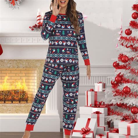 Babysbule Womens Christmas Pajamas Sets Women's Fashion Christmas Plaid ...