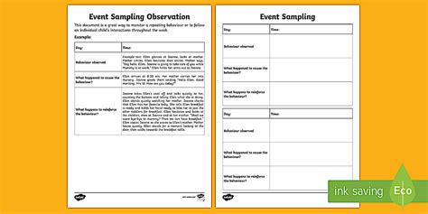 Image result for Event Sampling Observation Early Years