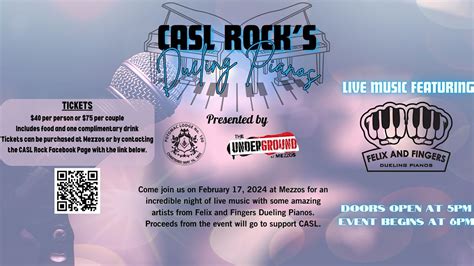 CASL Rock Dueling Pianos, MEZZOS, Cumberland, 17 February 2024 | AllEvents