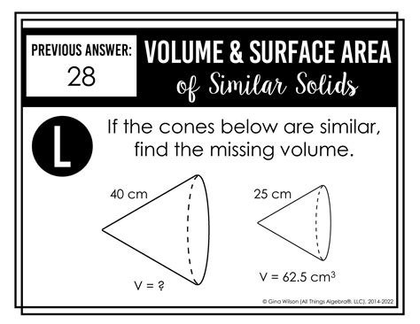 Volume & Surface Area of Similar Solids Scavenger Hunt - All Things Algebra®