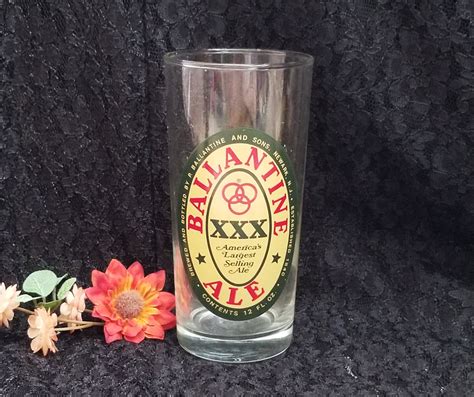 Ballantine Ale XXX 12 oz Glass 1960's Clear with Beer Label