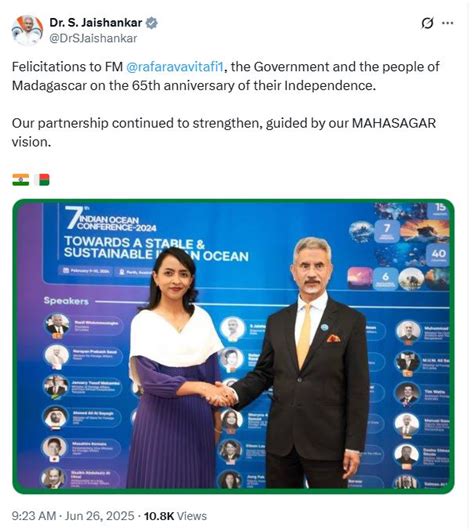 EAM Jaishankar greets Madagascar on 65th Independence Day, highlights ...