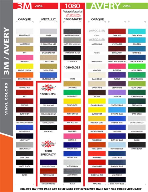Image result for 3M Vinyl Color Chart