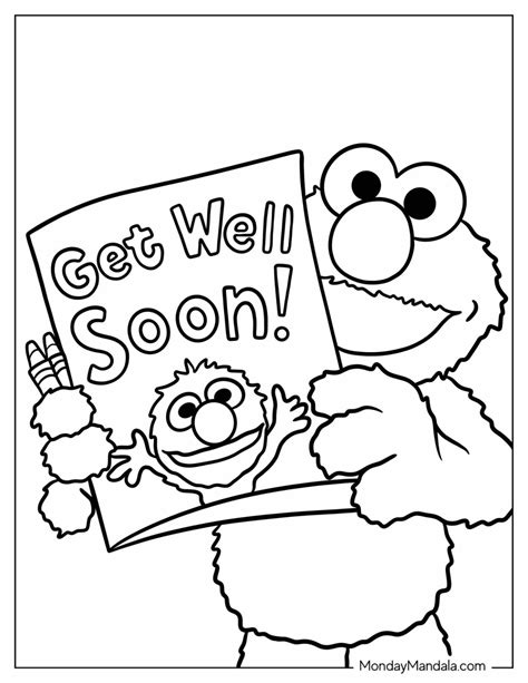 Get Well Soon Coloring Page Card