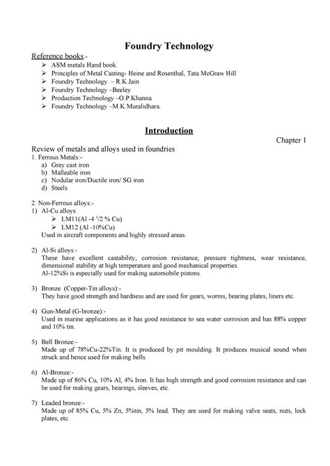 Kupdf - foundry - Foundry Technology Reference books:- ASM metals Hand ...
