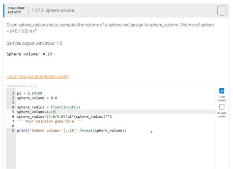 Image result for Write a Python Program to Get the Volume of Sphere with Radius 6