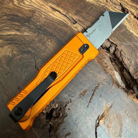 Reate EXO-U Utility Gravity Knife Orange Aluminum Diamond Patterned ...