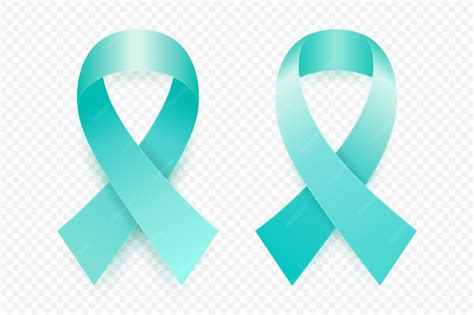 Premium Vector | Vector 3d realistic teal ribbon set ovarial cancer ...