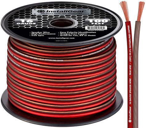 InstallGear 16 Gauge Wire AWG Speaker Wire (100ft - Red/Brown ...