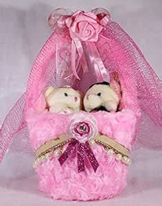 Buy Beautiful Pink Decorated Bucket with Love Couple Teddy Bears Online ...