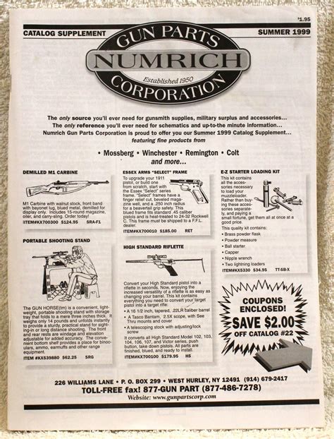 NUMRICH GUN PARTS CORPORATION Catalog Supplement Summer 1999: Near Fine ...