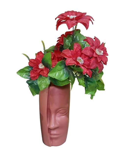 Lavish Creations Ceramic Face-Shaped Plant Container- with Flower ...
