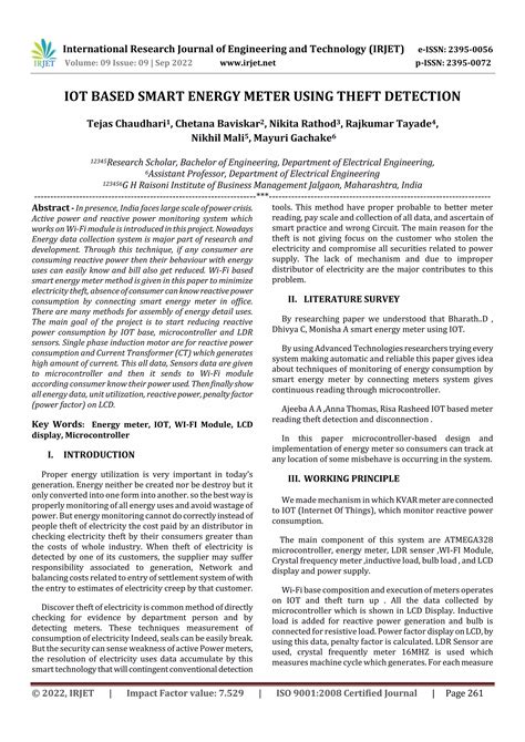 IOT BASED SMART ENERGY METER USING THEFT DETECTION | PDF