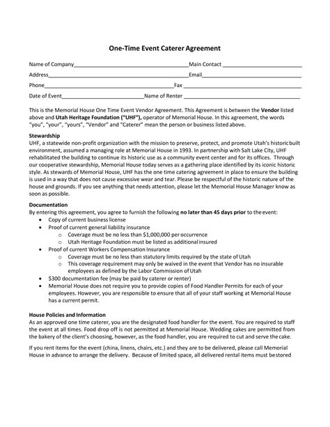 Free Printable Catering Contract Templates [Word, PDF] Simple