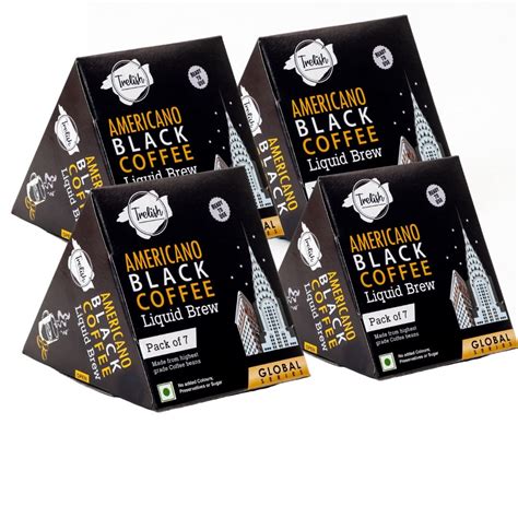 Trelish Americano Black Coffee Liquid Brew - Pack Of 4 | Each Box ...