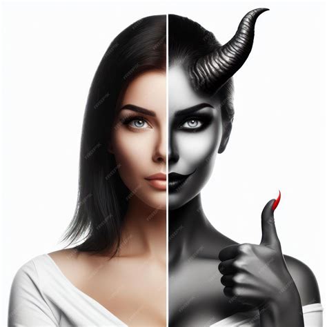 Premium Photo | Photo of a woman Evil and good face divided Isolated on ...