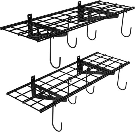 FLEXIMOUNTS Garage Wall Shelving, 2-Pack 1x3 ft, Includes 8 Bike Hooks ...