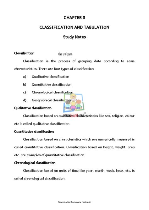 Statistics -Classification and Tabulation - CHAPTER 3 CLASSIFICATION ...